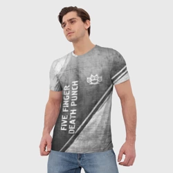 Мужская футболка 3D Five Finger Death Punch - grey gradient вертикально - фото 2