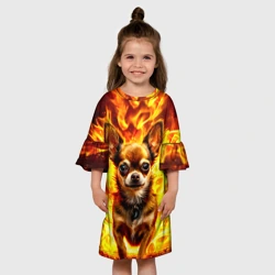 Детское платье 3D Чихуахуа в огне - фото 2