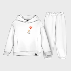 Детский костюм хлопок Oversize Котик с шариком сердцем