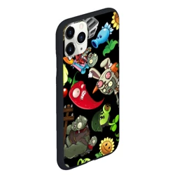 Чехол для iPhone 11 Pro Max матовый Растения против зомби персонажи на черном - фото 2