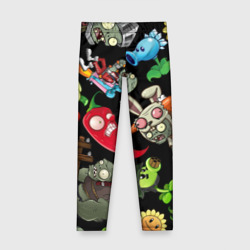 Детские леггинсы 3D Растения против зомби персонажи на черном