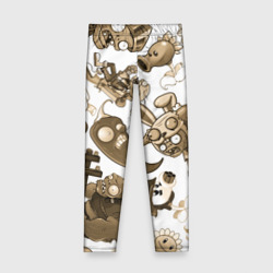 Детские леггинсы 3D Растения против зомби в бежевых тонах