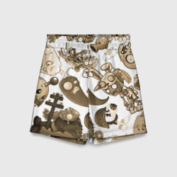 Детские спортивные шорты 3D Растения против зомби в бежевых тонах