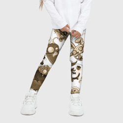 Детские леггинсы 3D Растения против зомби в бежевых тонах - фото 2