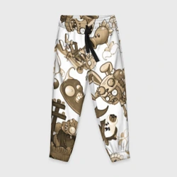 Детские брюки 3D Растения против зомби в бежевых тонах