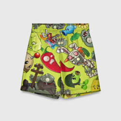 Детские спортивные шорты 3D Растения против зомби с героями