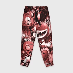 Детские брюки 3D Растения против зомби в красном цвете