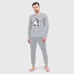 Мужская пижама с лонгсливом хлопок Михаил Булгаков портрет в черно-белом - фото 2