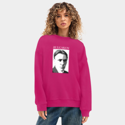 Женский свитшот oversize без начеса хлопок Михаил Булгаков портрет - фото 2