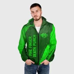 Мужская ветровка 3D Five Finger Death Punch - green gradient вертикально - фото 2