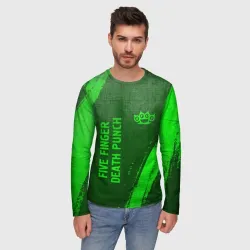 Мужской лонгслив 3D Five Finger Death Punch - green gradient вертикально - фото 2