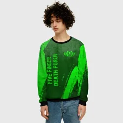 Мужской свитшот 3D Five Finger Death Punch - green gradient вертикально - фото 2