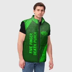 Мужской жилет утепленный 3D Five Finger Death Punch - green gradient вертикально - фото 2