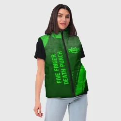 Женский жилет утепленный 3D Five Finger Death Punch - green gradient вертикально - фото 2