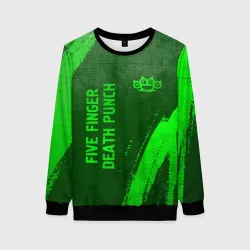 Женский свитшот 3D Five Finger Death Punch - green gradient вертикально