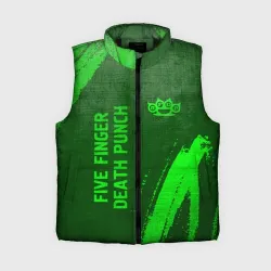 Женский жилет утепленный 3D Five Finger Death Punch - green gradient вертикально