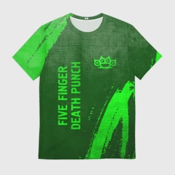 Мужская футболка 3D Five Finger Death Punch - green gradient вертикально