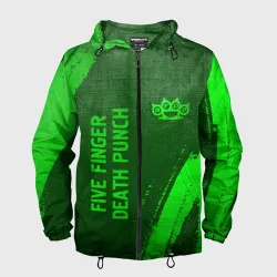 Мужская ветровка 3D Five Finger Death Punch - green gradient вертикально