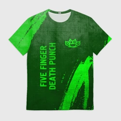 Мужская футболка 3D Five Finger Death Punch - green gradient вертикально