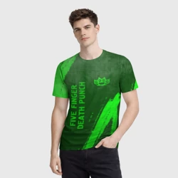 Мужская футболка 3D Five Finger Death Punch - green gradient вертикально - фото 2