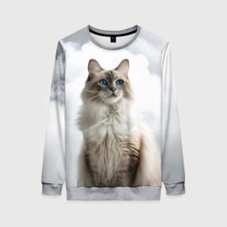Женский свитшот 3D Рэгдолл в белом тумане