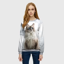 Женский свитшот 3D Рэгдолл в белом тумане - фото 2