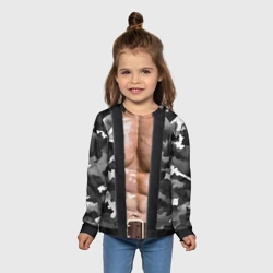 Детский лонгслив 3D Мужское накаченное тело в камуфляже  - фото 2