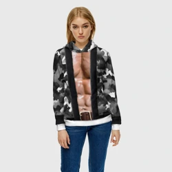 Женская толстовка 3D Мужское накаченное тело в камуфляже  - фото 2