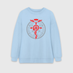 Женский свитшот oversize без начеса хлопок Стальной алхимик - знак