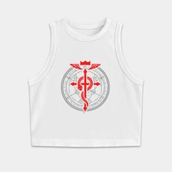 Женская укороченная майка-топ хлопок Стальной алхимик - знак