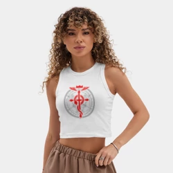 Женская укороченная майка-топ хлопок Стальной алхимик - знак - фото 2