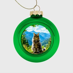 Ёлочный шар стеклянный/пластиковый Мейн-кун летом в горах