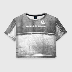 Женская футболка Crop-top 3D Angels of Death - grey gradient посередине