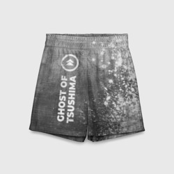 Детские спортивные шорты 3D Ghost of Tsushima - grey gradient по-вертикали