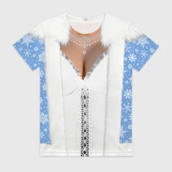 Женская футболка 3D Костюм снегурочки на новый год