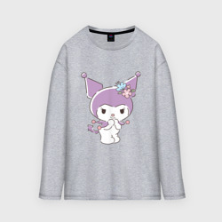 Женский лонгслив oversize хлопок Куроми с цветочками