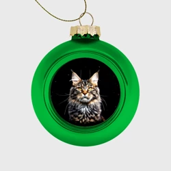 Ёлочный шар стеклянный/пластиковый Мейн-кун на черном