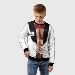 Детский свитшот 3D Белый смокинг жениха с накаченным торсом - фото 2