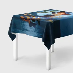 Скатерть 3D Ведьма на метле с драконом 