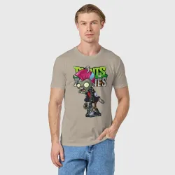 Мужская футболка хлопок Plants vs. Zombies - зомби панк - фото 2