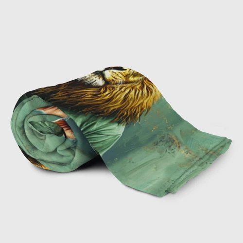 Плед 3D с принтом Лев со свиньей, фото на моделе #1