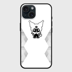 Чехол силиконовый для Apple iPhone 15 матовый Kuromi white poly