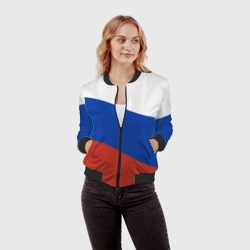 Женский бомбер 3D Флаг России волной - фото 2