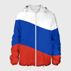 Мужская куртка 3D Флаг России волной