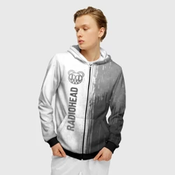 Мужская толстовка 3D на молнии Radiohead - white gradient по-вертикали - фото 2