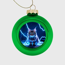 Ёлочный шар стеклянный/пластиковый Мейн-кун в разрядах молний