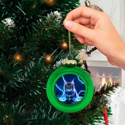 Ёлочный шар стеклянный/пластиковый Мейн-кун в разрядах молний - фото 2