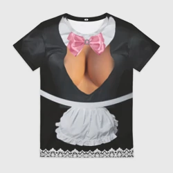 Женская футболка 3D Костюм горничной няни с красивой грудью