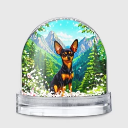 Игрушка Снежный шар Русский той терьер летом в горах
