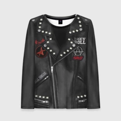 Женский лонгслив 3D Рокерская косуха с нашивками Алиса